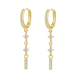 Huggie Ohrringe | Hey Happiness Dangle Huggie Ohrringe mit Stab Sterlingsilber in Gold