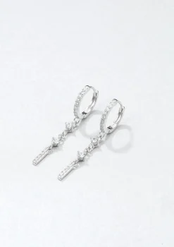 Huggie Ohrringe | Hey Happiness Dangle Huggie Ohrringe mit Stab Sterlingsilber Silver