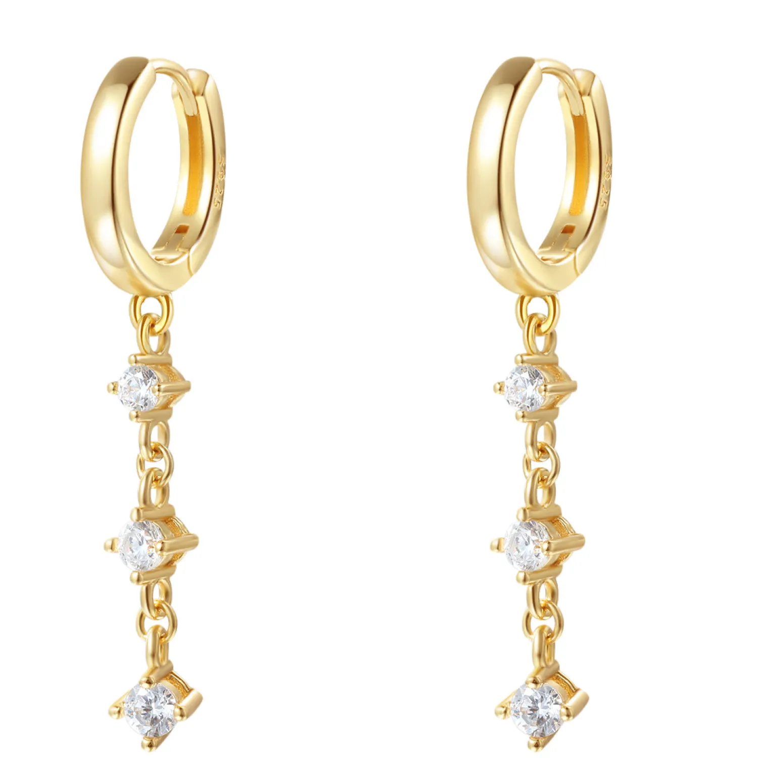 Huggie Ohrringe | Hey Happiness Dangle Huggie Ohrringe Sterlingsilber in Gold