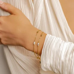 Charm Armbänder | Hey Happiness Dazzle Armkette Sterlingsilber Gold