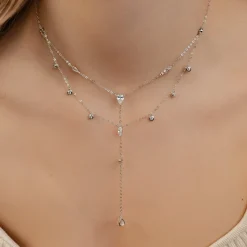 Filigrane Ketten | Hey Happiness Dazzle Double Chain Y Necklace Sterling Silver