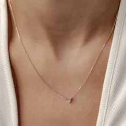 Filigrane Ketten | Hey Happiness Devotion Diamant Herz Anhänger Kette 585 Gold