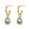 Creolen | Hey Happiness Dezember Blauer Topas Geburtsstein Creolen Sterlingsilber