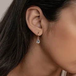 Creolen | Hey Happiness Dezember Blauer Topas Geburtsstein Creolen Sterlingsilber