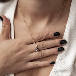 Filigrane Ketten | Hey Happiness Dezember Blauer Topas Geburtsstein Halskette Sterlingsilber