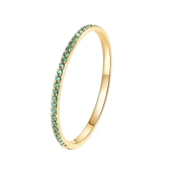 Schlichte Ringe | Hey Happiness Dünner Band Ring mit grünen Edelsteinen in Gold