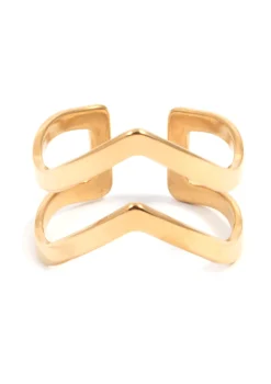 Auffällige Ringe | Hey Happiness Doppel Chevron Ring in Gold