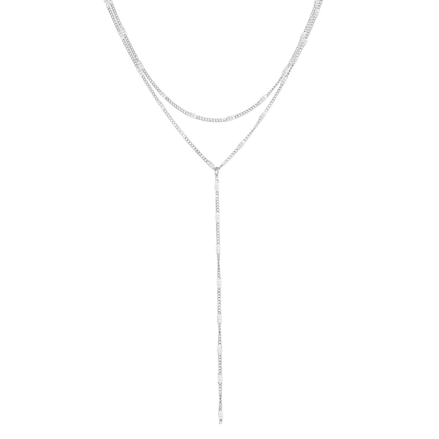 Lariat Necklaces | Filigrane Ketten | Hey Happiness Doppelreihige Y Kette in Silberfarbe Silver