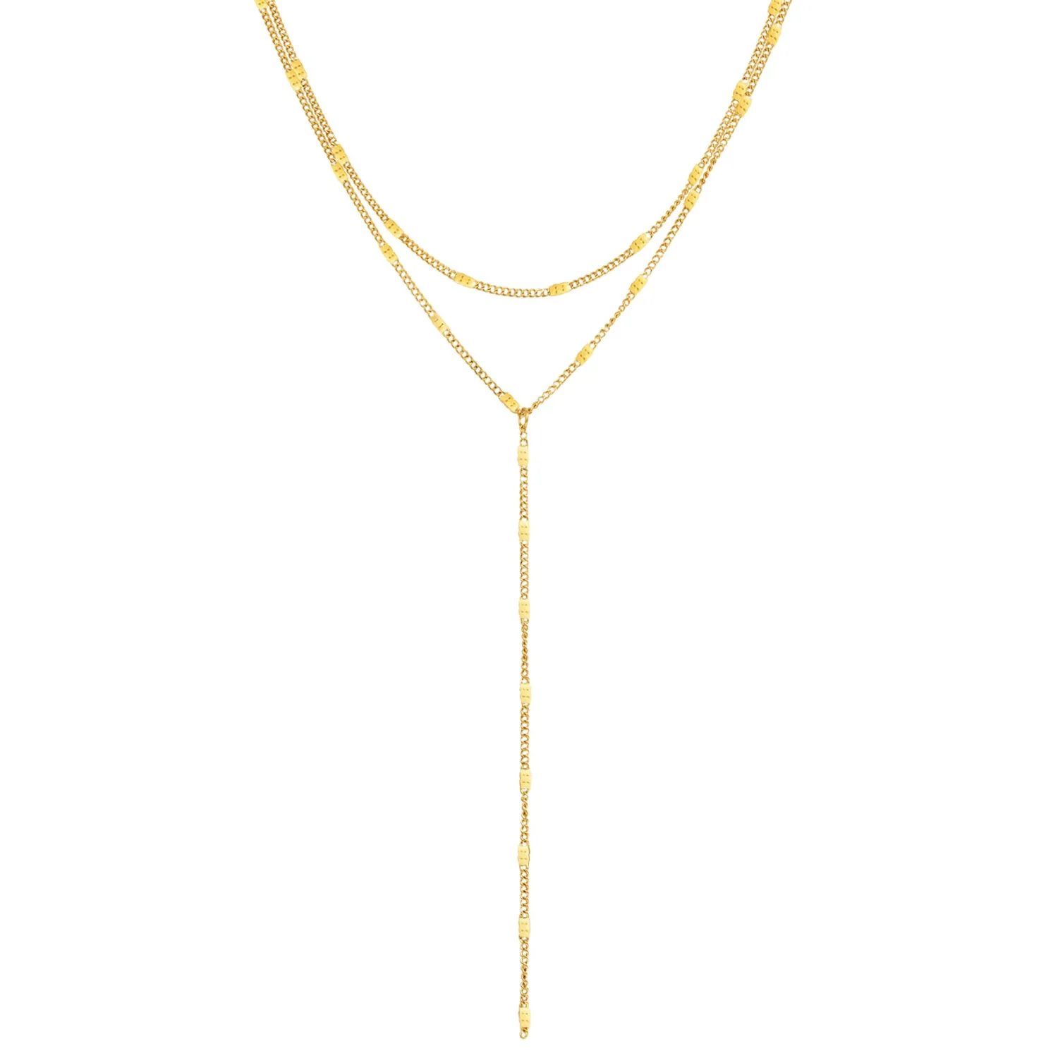 Lariat Necklaces | Filigrane Ketten | Hey Happiness Doppelreihige Y Kette in farbe Gold