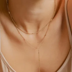 Lariat Necklaces | Filigrane Ketten | Hey Happiness Doppelreihige Y Kette in farbe Gold
