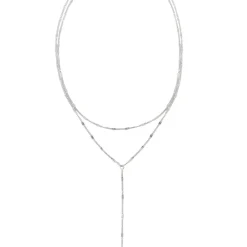 Lariat Necklaces | Filigrane Ketten | Hey Happiness Doppelreihige Y Kette in Silberfarbe Silver
