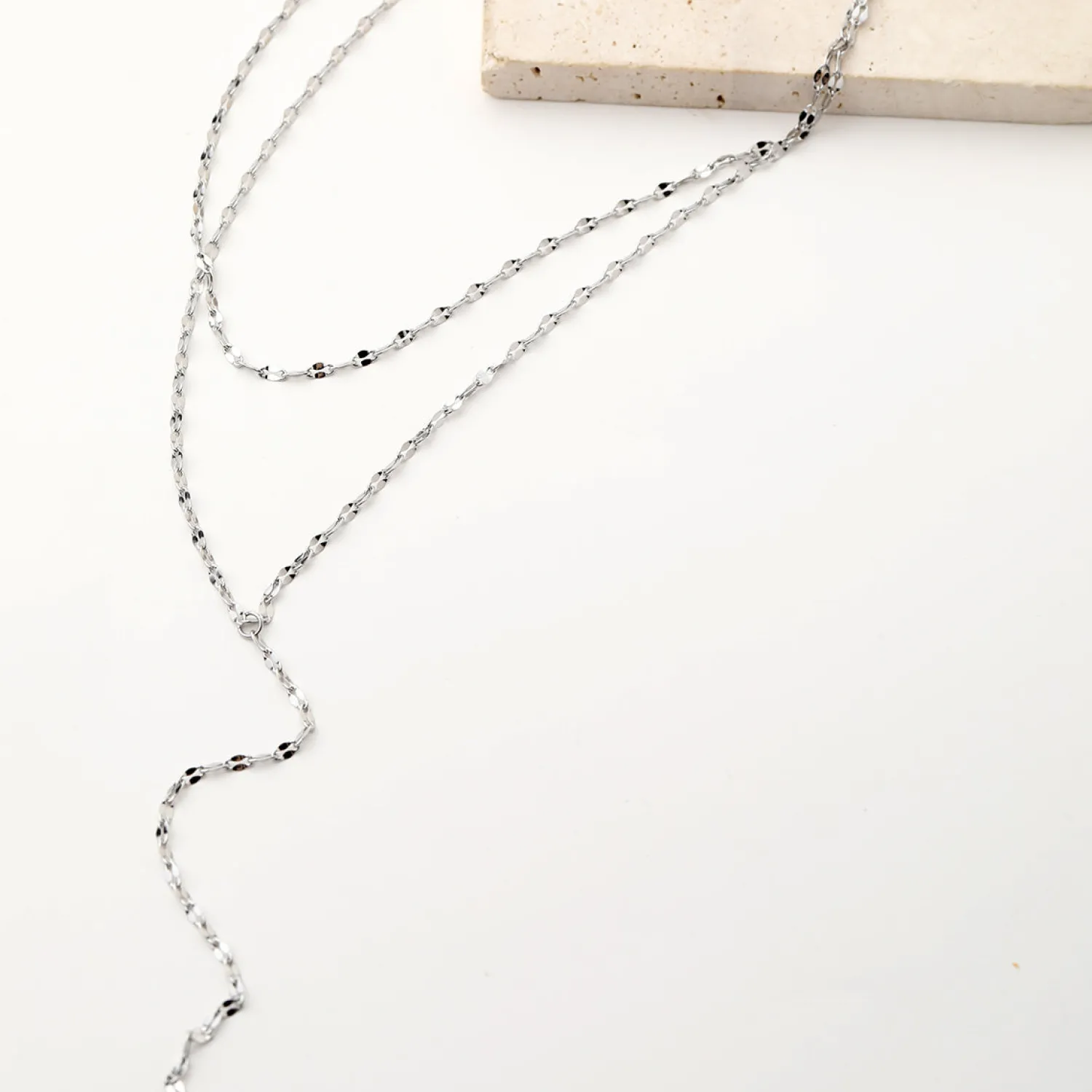 Lariat Necklaces | Filigrane Ketten | Hey Happiness Doppelreihige Y Kette in Silberfarbe Silver
