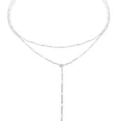 Lariat Necklaces | Filigrane Ketten | Hey Happiness Doppelreihige Y Kette in Silberfarbe Silver