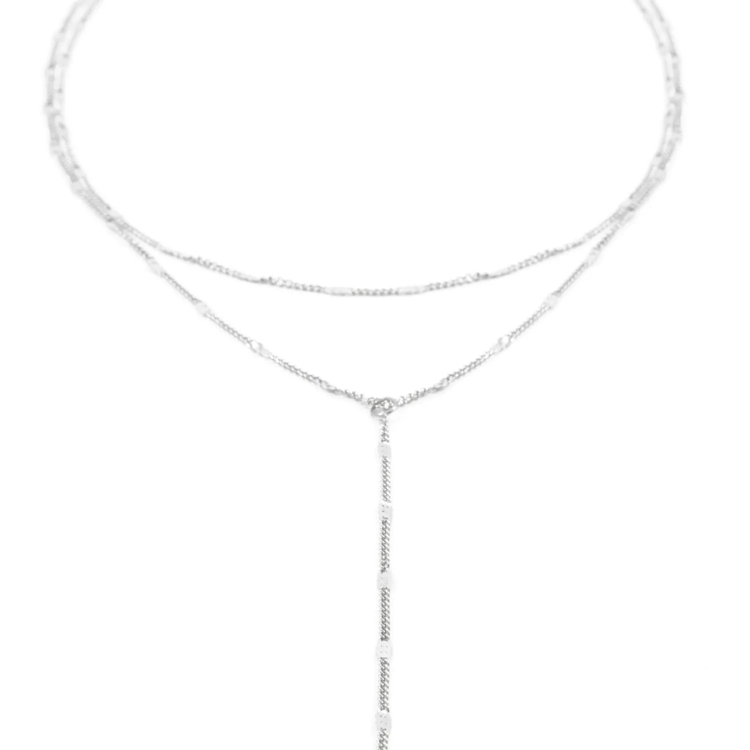 Lariat Necklaces | Filigrane Ketten | Hey Happiness Doppelreihige Y Kette in Silberfarbe Silver