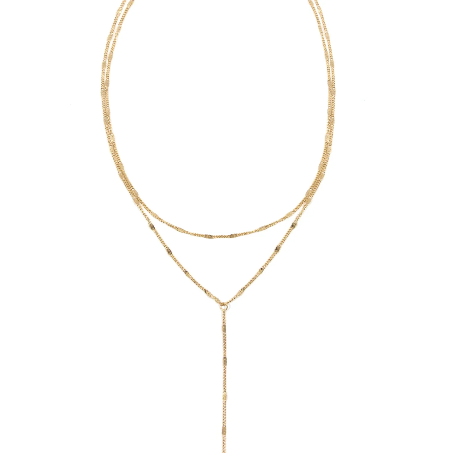 Lariat Necklaces | Filigrane Ketten | Hey Happiness Doppelreihige Y Kette in farbe Gold