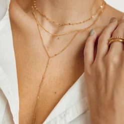 Lariat Necklaces | Filigrane Ketten | Hey Happiness Doppelreihige Y Kette in farbe Gold