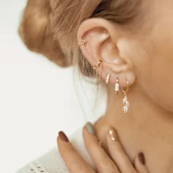 Ear Cuffs | Ohrstecker | Hey Happiness Doppelt Gedrehter Ear Cuff Ohrring Sterlingsilber in Gold