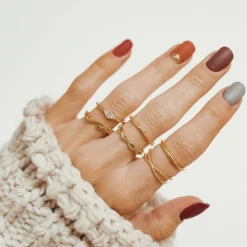 Schlichte Ringe | Hey Happiness Doppelt Gedrehter Ring Sterlingsilber in Gold