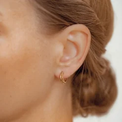 Creolen | Hey Happiness Doppelte Creolen mit Kugeln Sterlingsilber in Gold