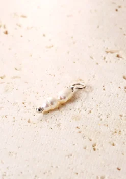 Perlenohrringe | Creolen | Hey Happiness Doppelte Perlen Charm Creolen Sterlingsilber Silver