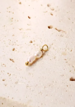 Perlenohrringe | Creolen | Hey Happiness Doppelte Perlen Charm Creolen Sterlingsilber in Goldfarbe