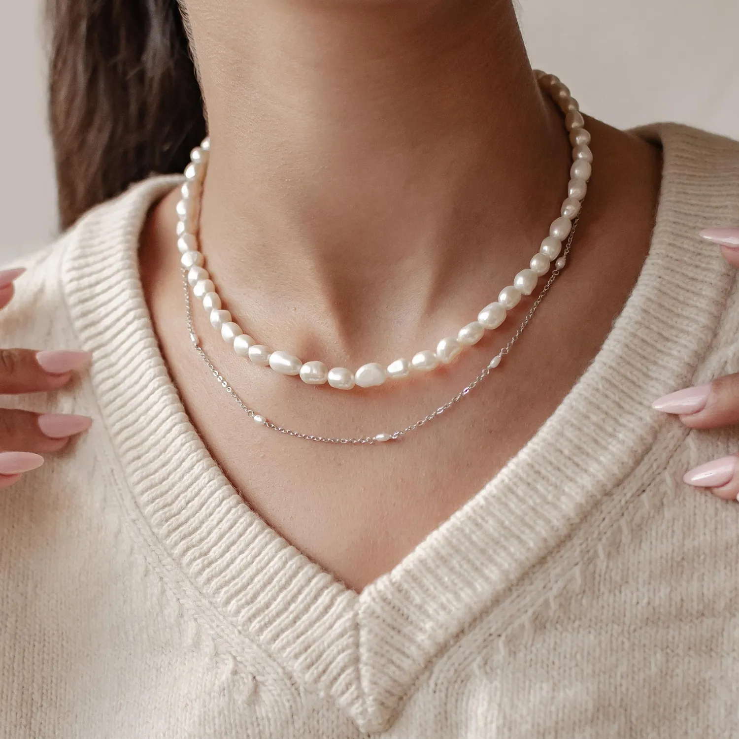 Necklace Sets | Perlenketten | Hey Happiness Double Grace Perlenketten Set aus Sterlingsilber