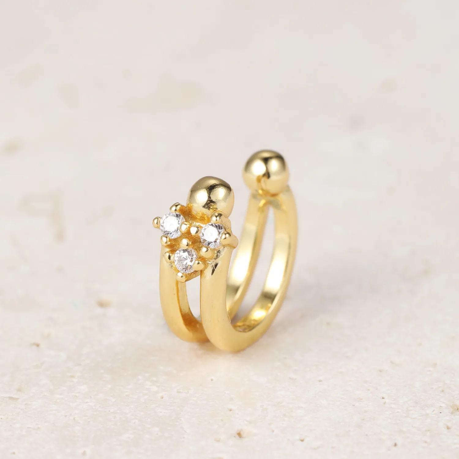 Ohrstecker | Hey Happiness Drei Sterne Ear Cuff Sterlingsilber in Gold