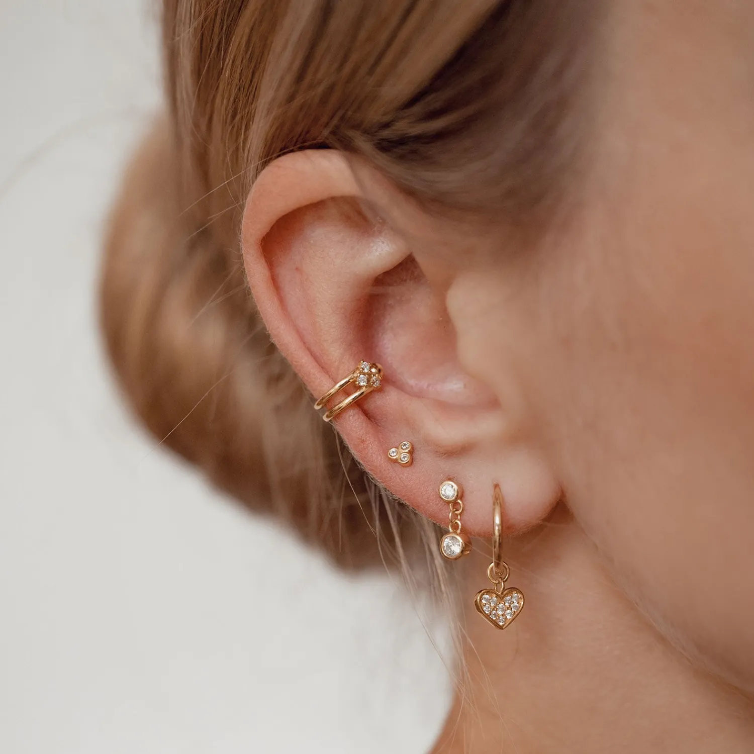 Ohrstecker | Hey Happiness Drei Sterne Ear Cuff Sterlingsilber in Gold