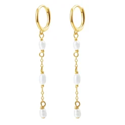 Huggie Ohrringe | Perlenohrringe | Hey Happiness Dreifache Perlen Creolen Sterlingsilber in farbe Gold
