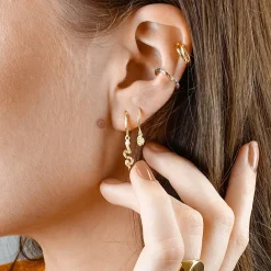 Ear Cuffs | Ohrstecker | Hey Happiness Ear Cuff Ohrring mit Bunten Strasssteinen Sterlingsilber mit überzug Gold