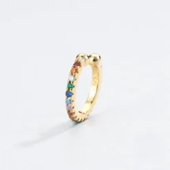 Ear Cuffs | Ohrstecker | Hey Happiness Ear Cuff Ohrring mit Bunten Strasssteinen Sterlingsilber mit überzug Gold