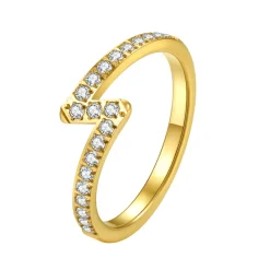 Schlichte Ringe | Hey Happiness Edelstein Blitz Ring aus Edelstahl Gold