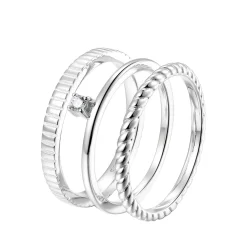 Schlichte Ringe | Hey Happiness 3er Set Strukturierte Ringe Sterlingsilber Silver