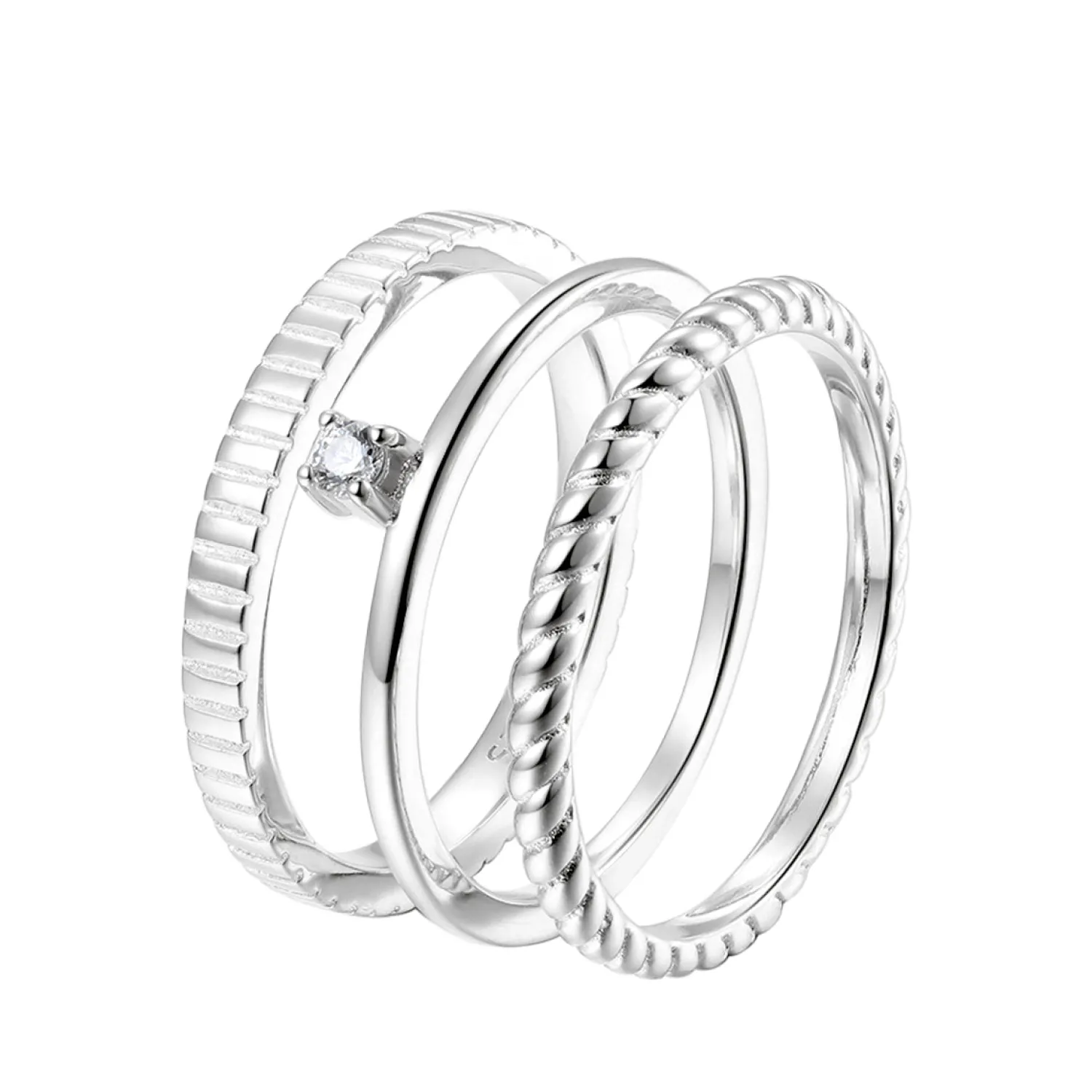 Schlichte Ringe | Hey Happiness 3er Set Strukturierte Ringe Sterlingsilber Silver