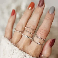 Schlichte Ringe | Hey Happiness 3er Set Strukturierte Ringe Sterlingsilber Silver