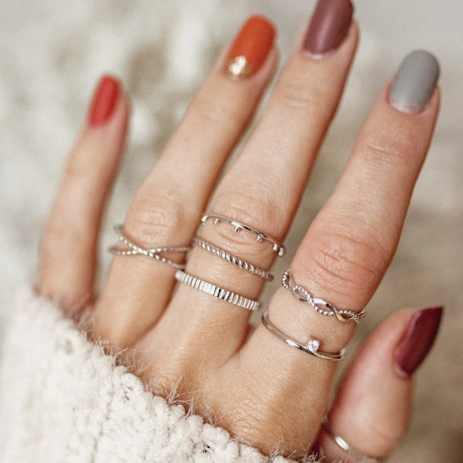 Schlichte Ringe | Hey Happiness 3er Set Strukturierte Ringe Sterlingsilber Silver