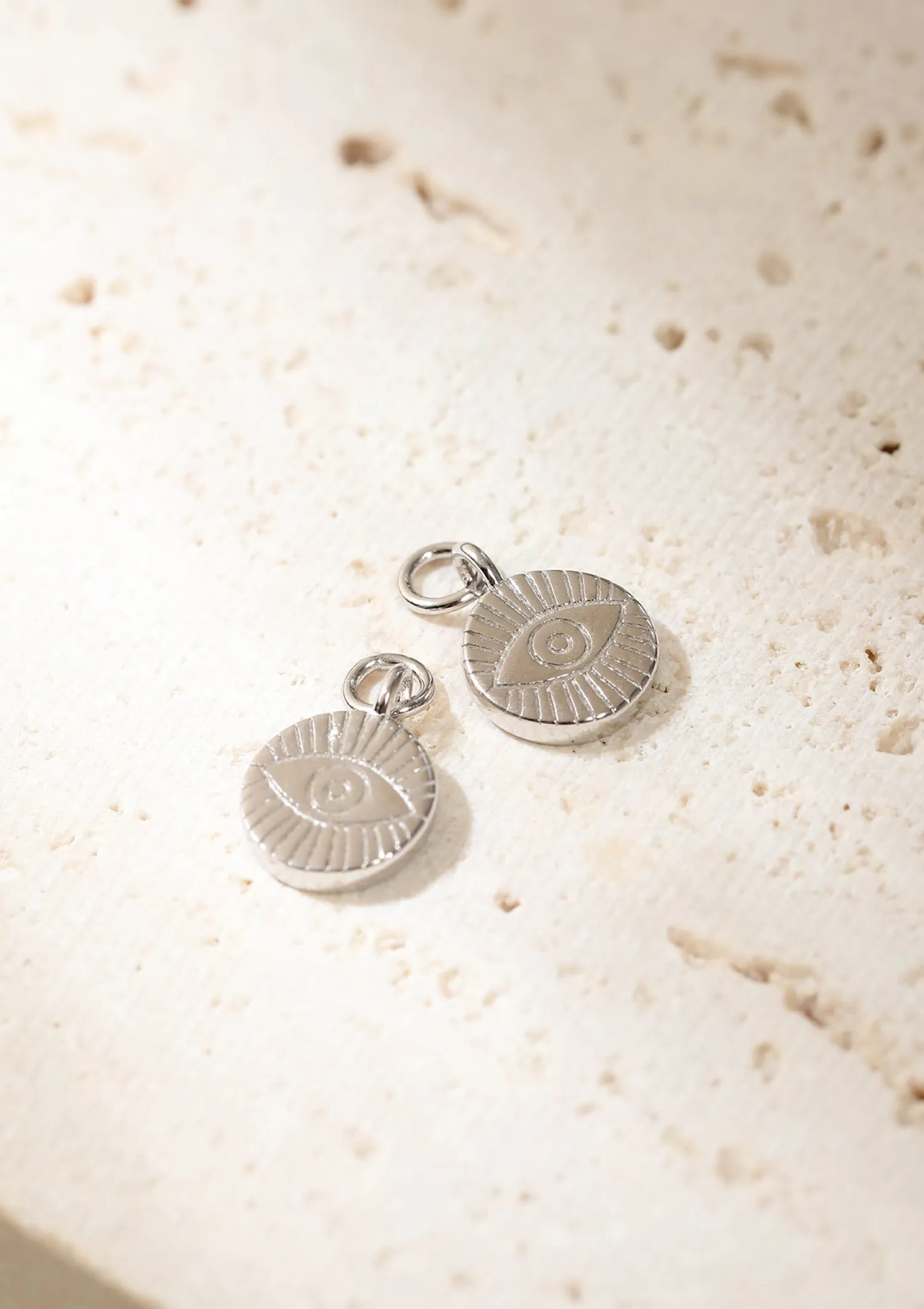 Creolen | Hey Happiness Evil Eye Charm Hoop Earrings Sterling Silver