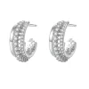 Creolen | Hey Happiness Fächerförmige Drei Bänder Creolen mit Schmucksteinen Sterlingsilber Silver