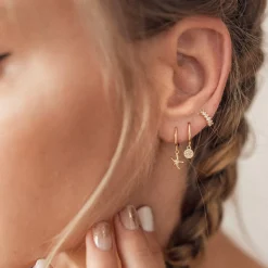 Ohrstecker | Hey Happiness Fächerförmige Helix Ohrringe mit Strasssteinen Sterlingsilber in Gold