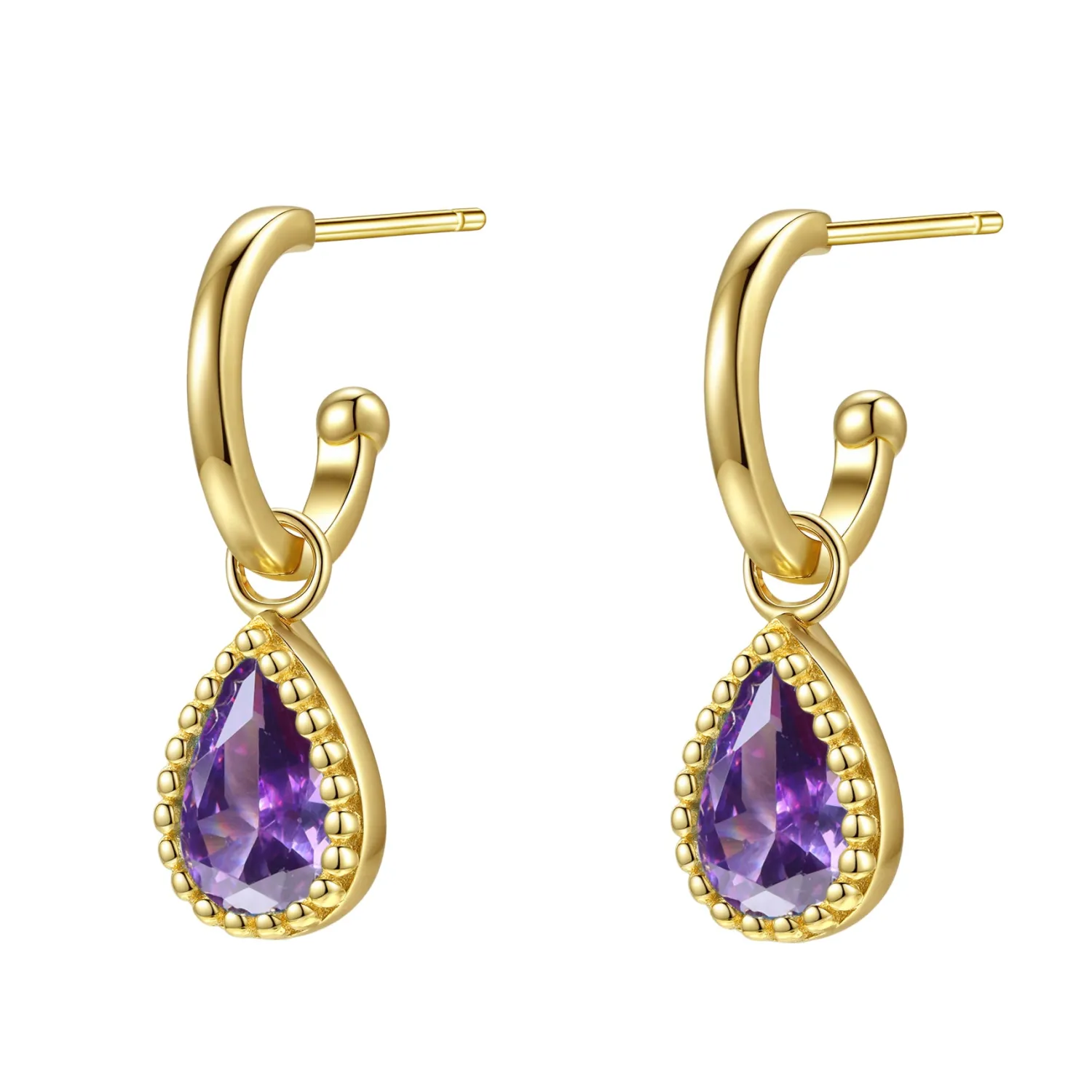 Creolen | Hey Happiness Februar Amethyst Geburtsstein Creolen Sterlingsilber
