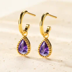 Creolen | Hey Happiness Februar Amethyst Geburtsstein Creolen Sterlingsilber