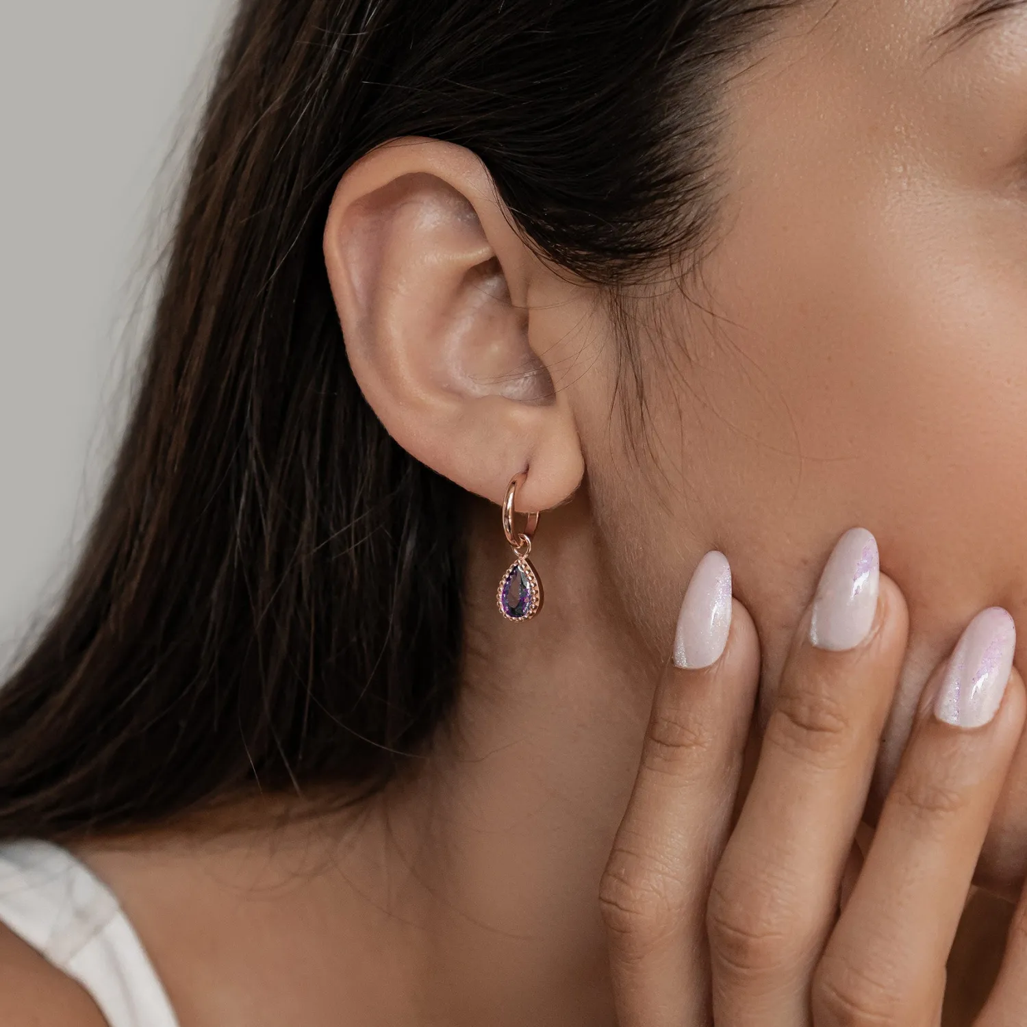 Creolen | Hey Happiness Februar Amethyst Geburtsstein Creolen Sterlingsilber