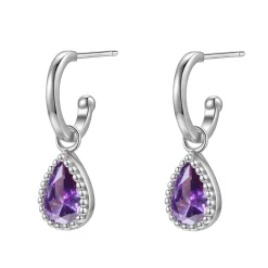 Creolen | Hey Happiness Februar Amethyst Geburtsstein Creolen Sterlingsilber