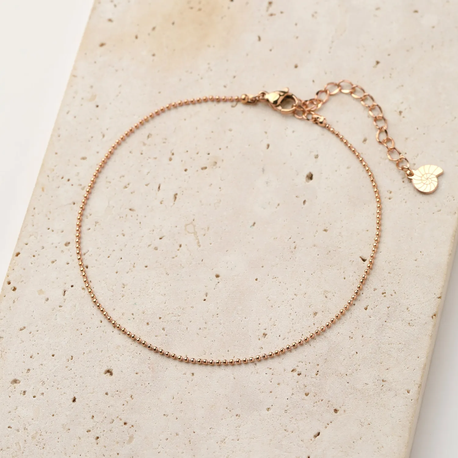 Fußkettchen | Hey Happiness Filigrane Fußkette im Kugelkette-Design in Rosegold Rose Gold