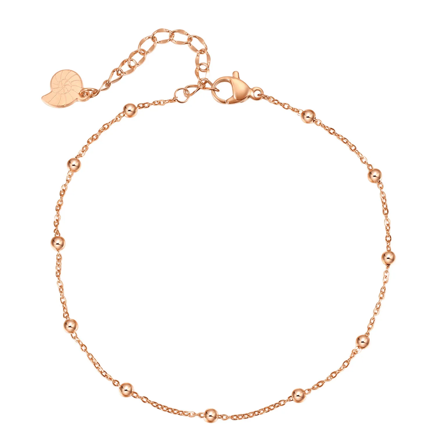Fußkettchen | Hey Happiness Filigrane Fußkette mit Kugeln in Rosegold Rose Gold