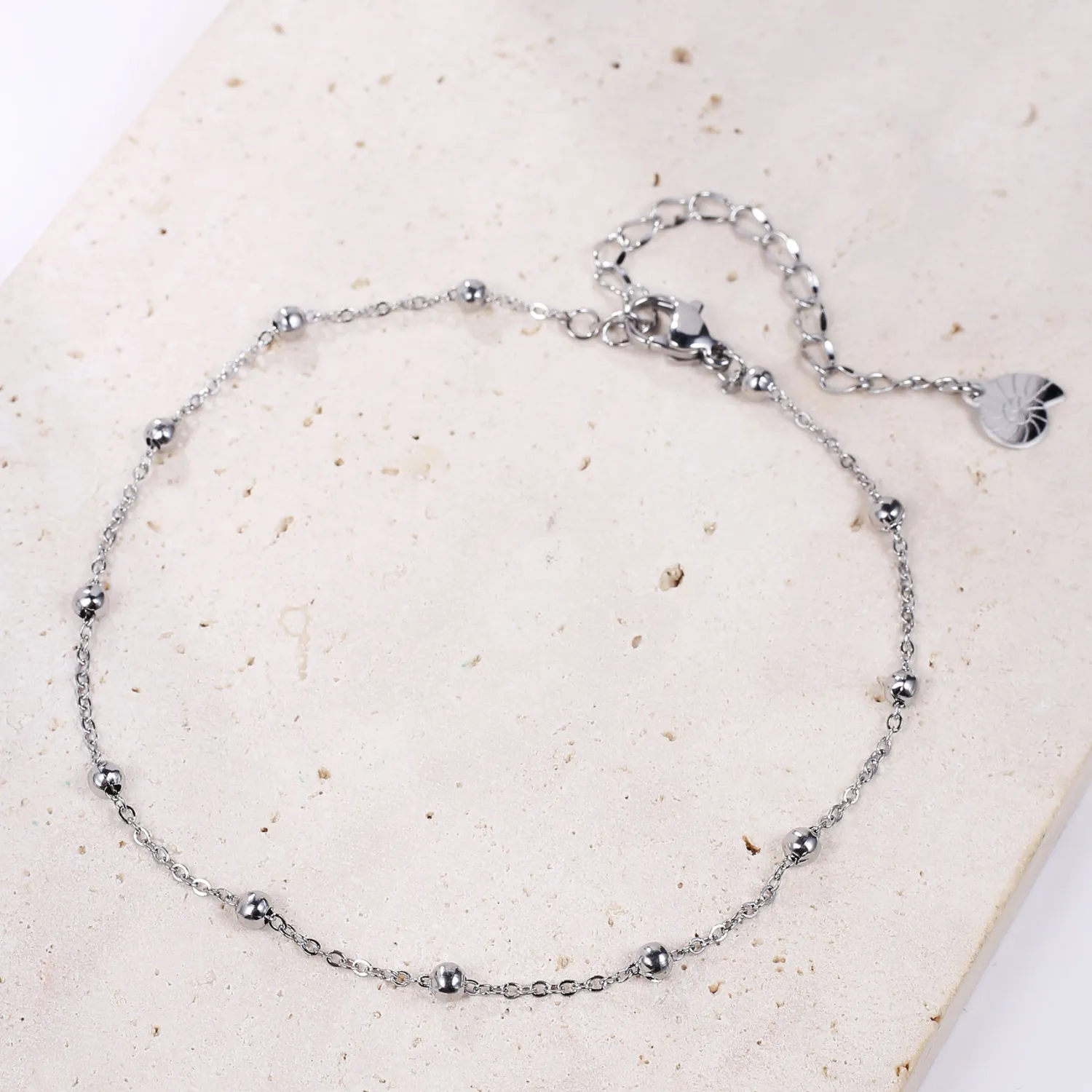 Fußkettchen | Hey Happiness Filigrane Fußkette mit Kugeln in Silber Silver