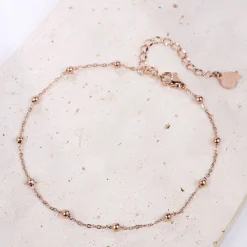 Fußkettchen | Hey Happiness Filigrane Fußkette mit Kugeln in Rosegold Rose Gold