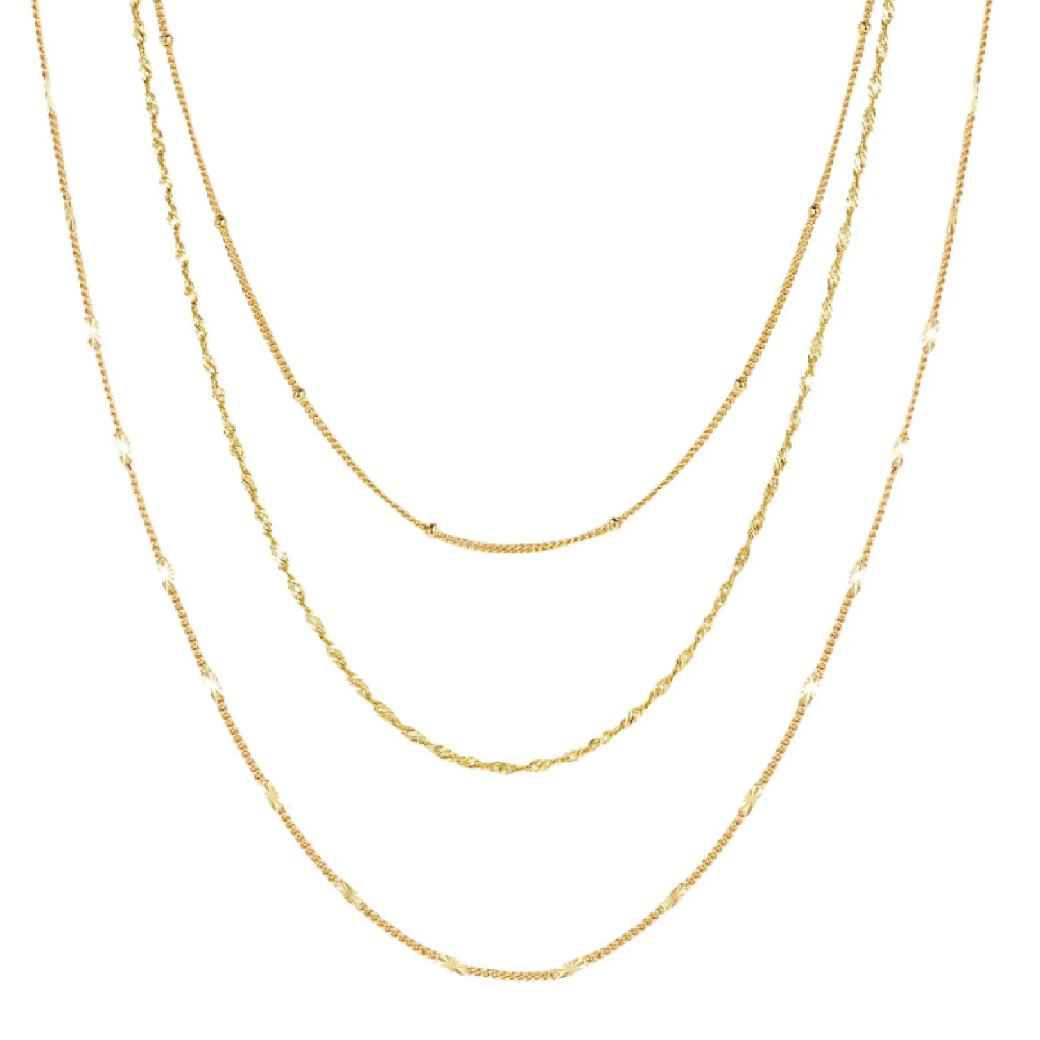 Necklace Sets | Hey Happiness Filigrane Ketten Set Goldplattiertes Sterlingsilber