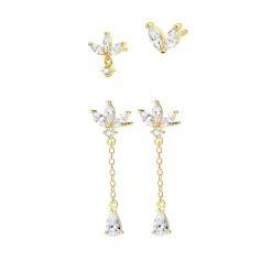 Earring Stack Sets | Hey Happiness Filigrane Ohrstecker zum Stapeln Sterlingsilber in Gold