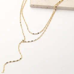 Lariat Necklaces | Filigrane Ketten | Hey Happiness Filigrane Y Kette im Rolokette-Design in Gold